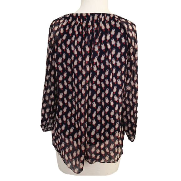 Zink London Blouse Top Blue Owl Bird Print Long Sleeve Button Up Casual Size M - Picture 4 of 5